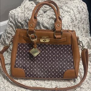 Danbury Mint Brown and Tan Satchel with Monogram